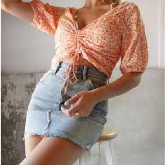 H&M NWT drawstring cinched cropped top L - Picture 9 of 10